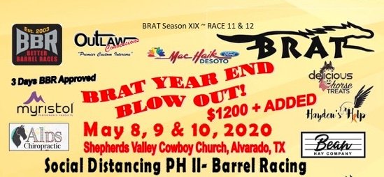 BRAT Year End Blowout May 8-10, 2020 Results