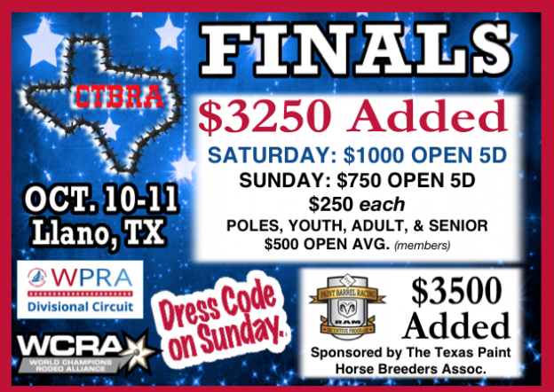 CTBRA Barrels & Poles Finals – Llano October 10-11, 2020