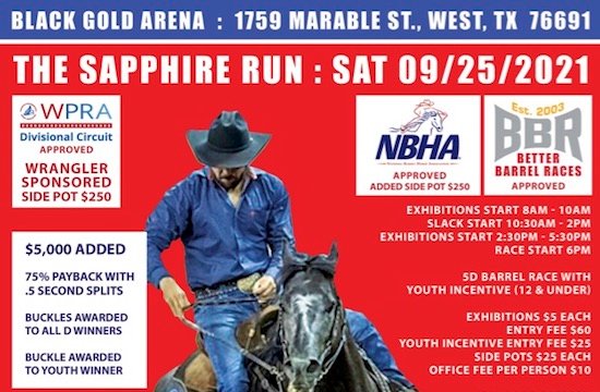 The Sapphire Run Black Gold Arena Sept 25, 2021